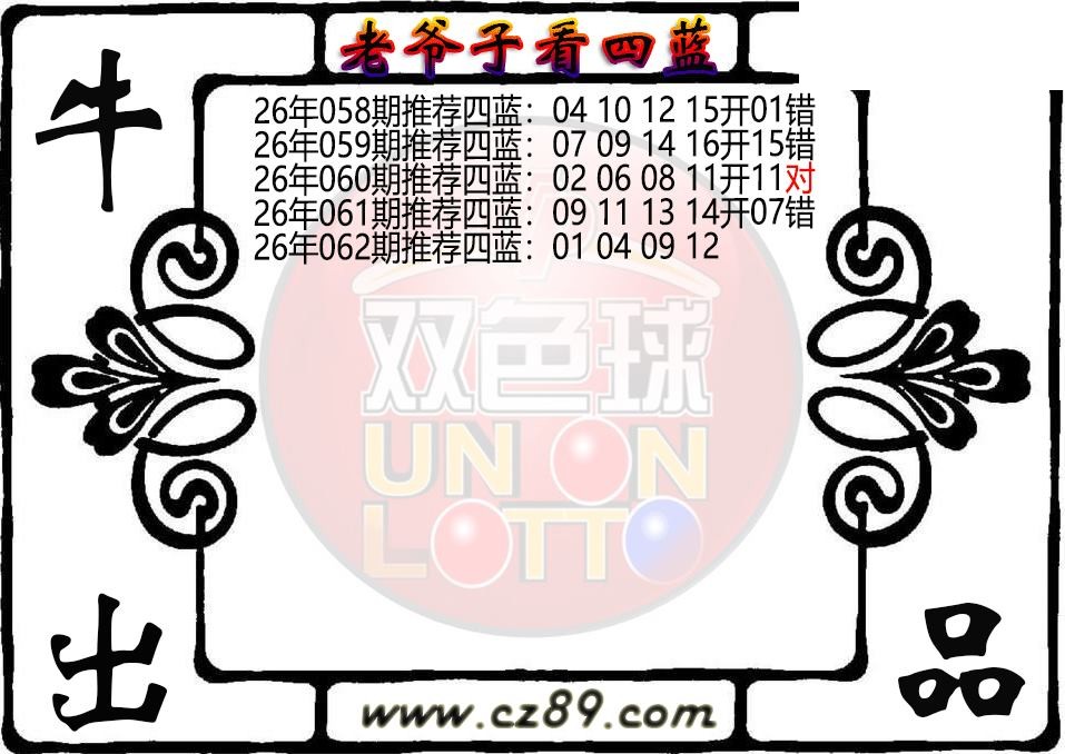 双色球062期 老爷子看四蓝图谜