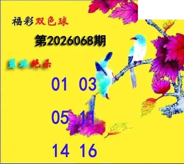 蓝球绝煞26年068期双色球图谜