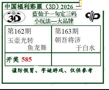 2026163期3d图谜汇总（五）