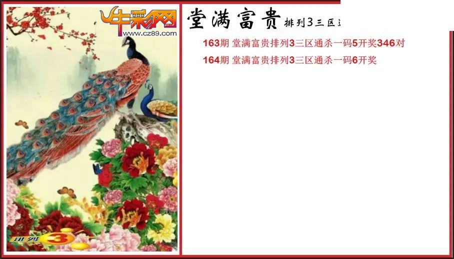 2026164期P3堂满富贵杀码图谜
