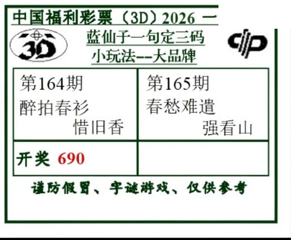2026165期3d图谜汇总（五）