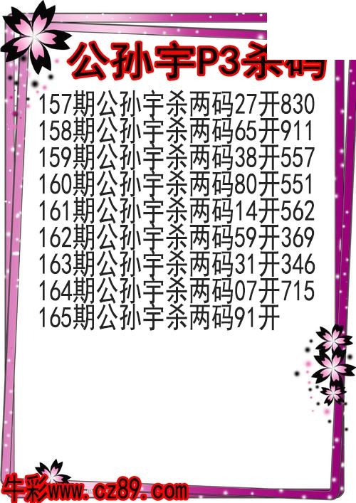 26年165期公孙宇P3杀码图