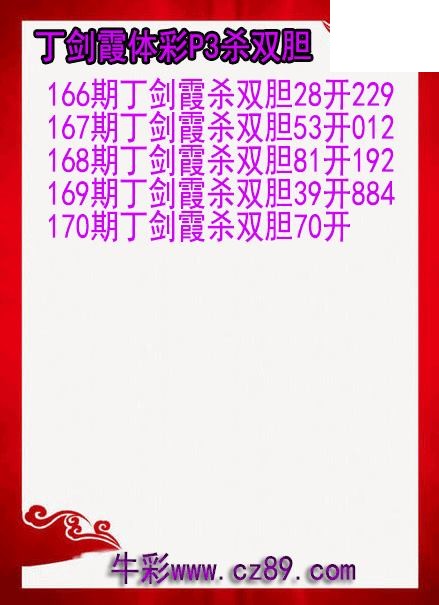 26年170期丁剑霞体彩P3杀双胆图