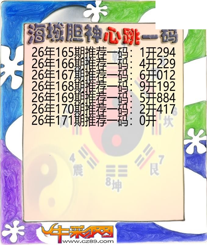 海城胆神心跳一码171期体彩P3图谜