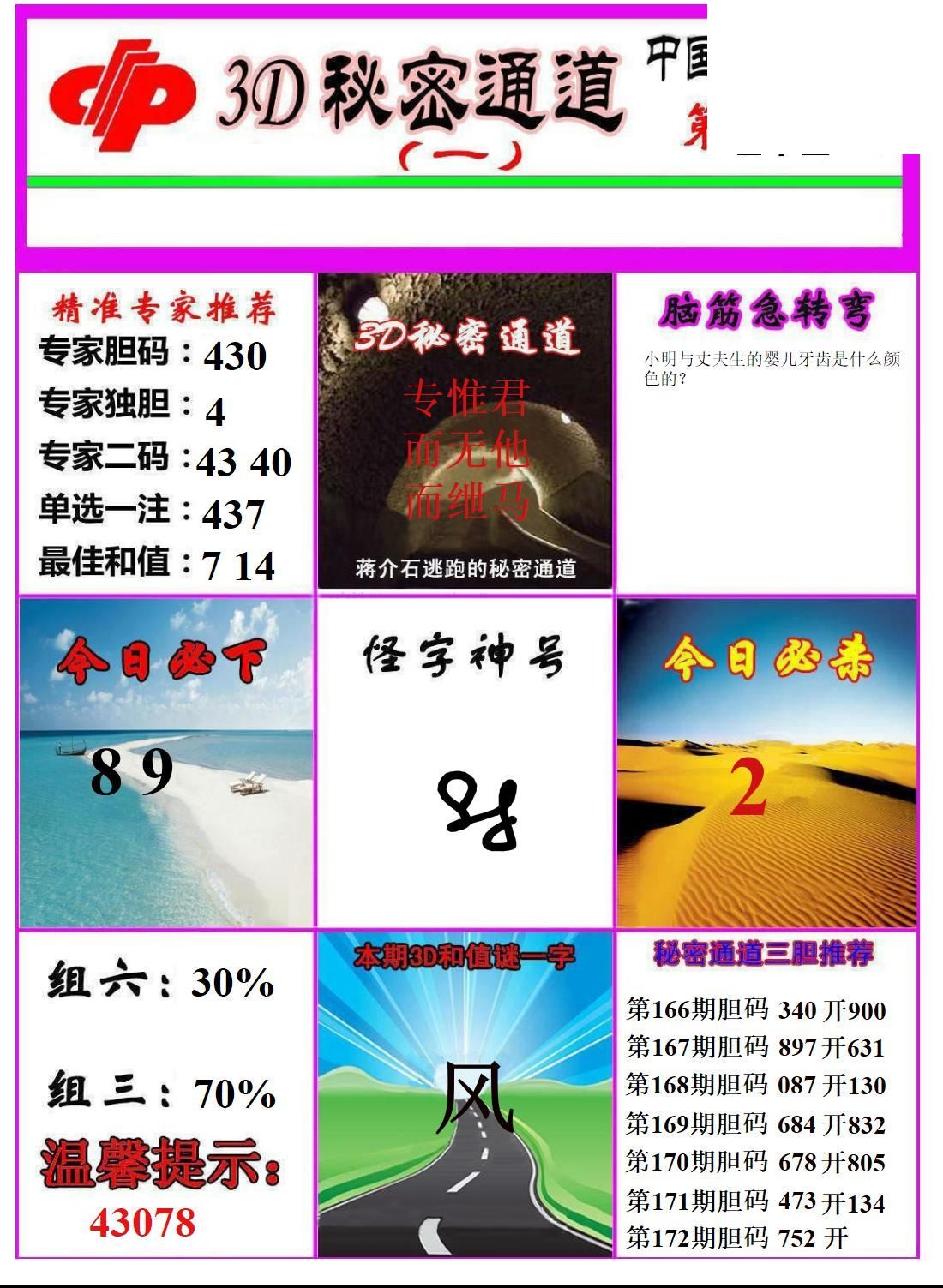2026172期3d图谜汇总（五）