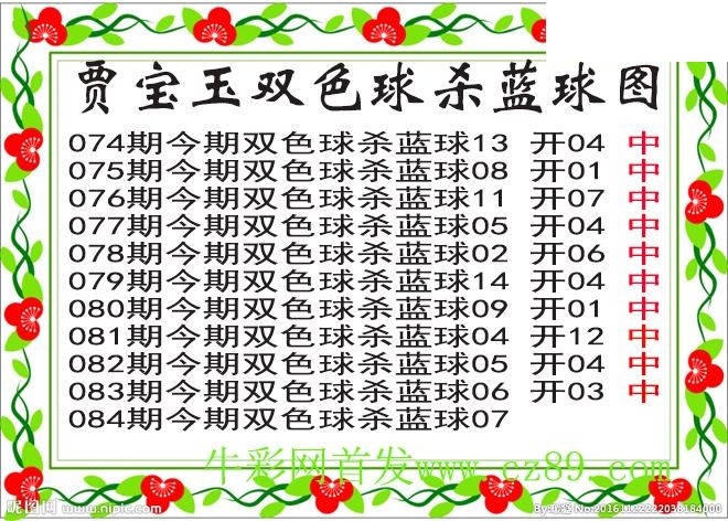 双色球084期 贾宝玉杀蓝号图谜 10中10